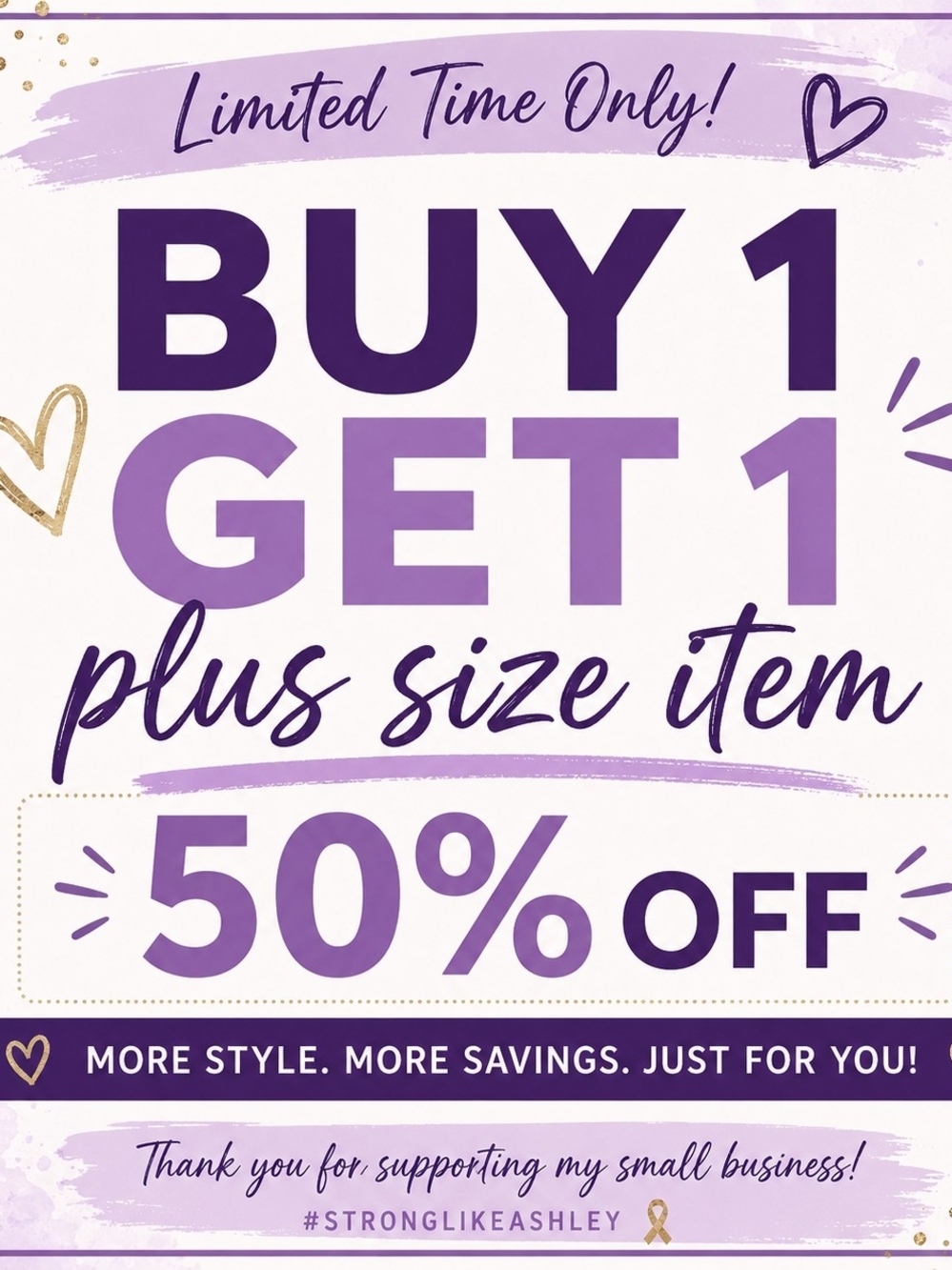 Buy 1 Get 1 Plus Size Item - 50% Off -